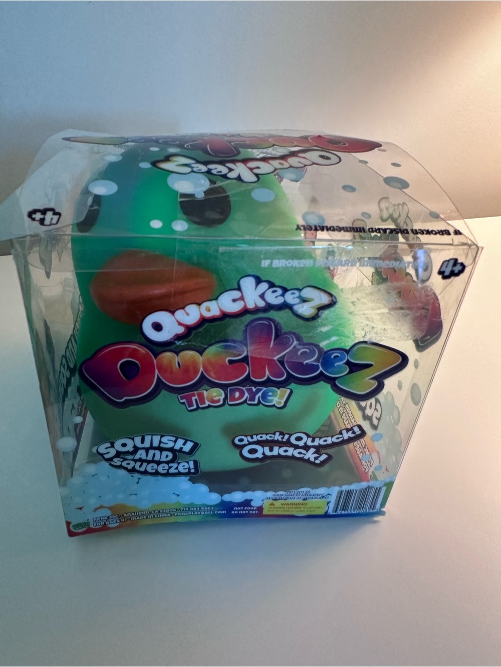 Quackeez Duckeez Tie Dye Green Squeezable Bath Duck by Quackeez